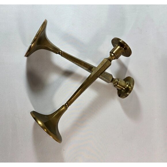 Solid Brass Candlestick Set 8.5" Tall Vintage Art Deco Style for Tapered Candles - Picture 9 of 12